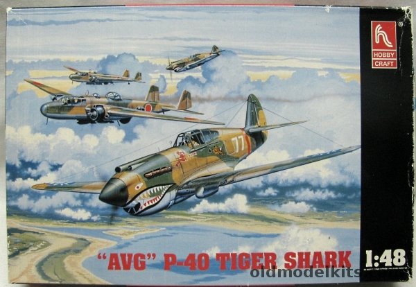 Hobby Craft 1/48 P-40 Tiger Shark - AVG China Flying Tigers Toungoo Burma May 1941 / AVG 3rd Sqn Rangoon Burma 1941, HC1451 plastic model kit